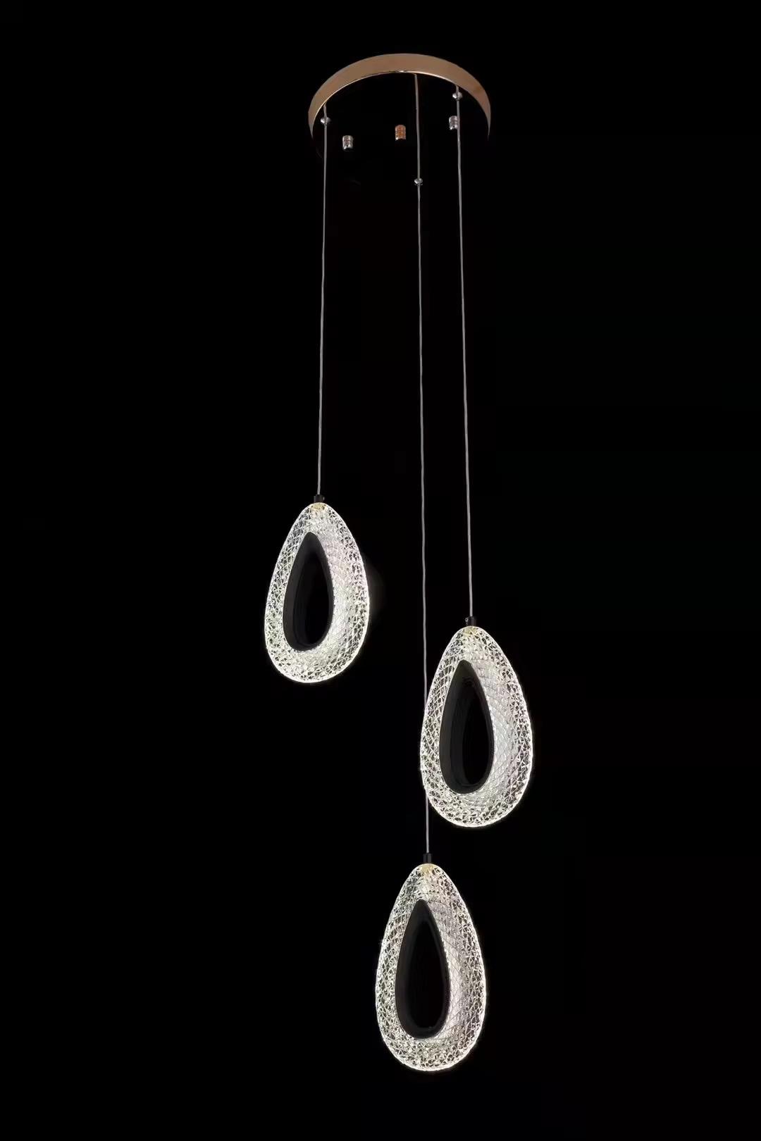 Acrylic Teardrop LED Pendant Light (Single/3 - Head Option) - Home Lights