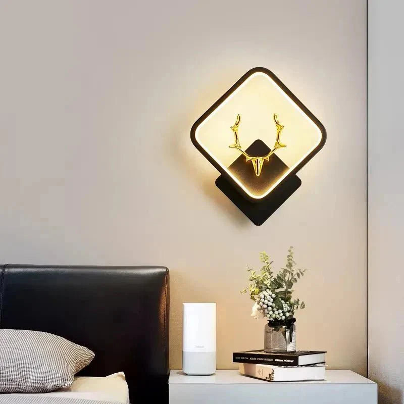 Minimalist LED Wall Lamp Golden Antler Design - Home Lights