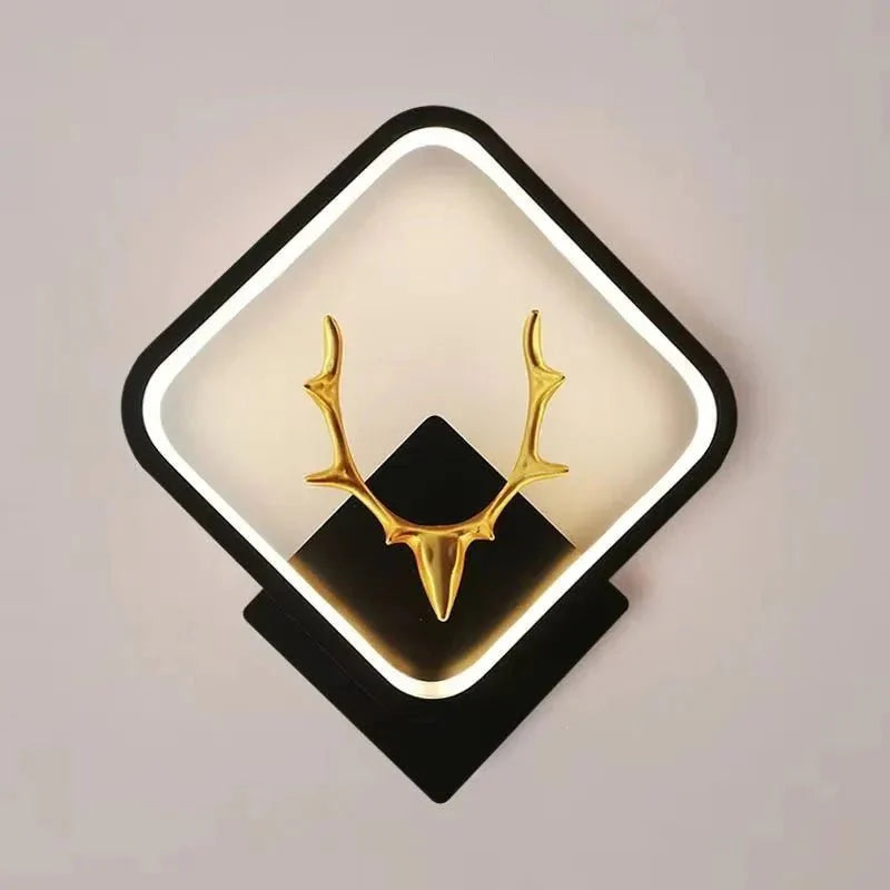 Minimalist LED Wall Lamp Golden Antler Design - Home Lights