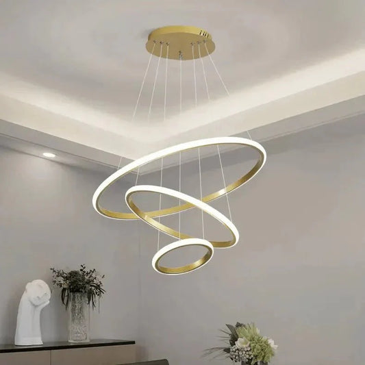 Modern Circular 3 - Ring LED Chandelier - Home Lights