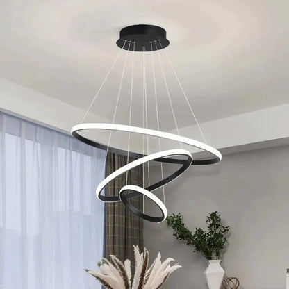 Modern Circular 3 - Ring LED Chandelier - Home Lights