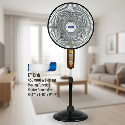 17" Oscillating Pedestal Dish Heater – 900W Adjustable Standing Room Heater